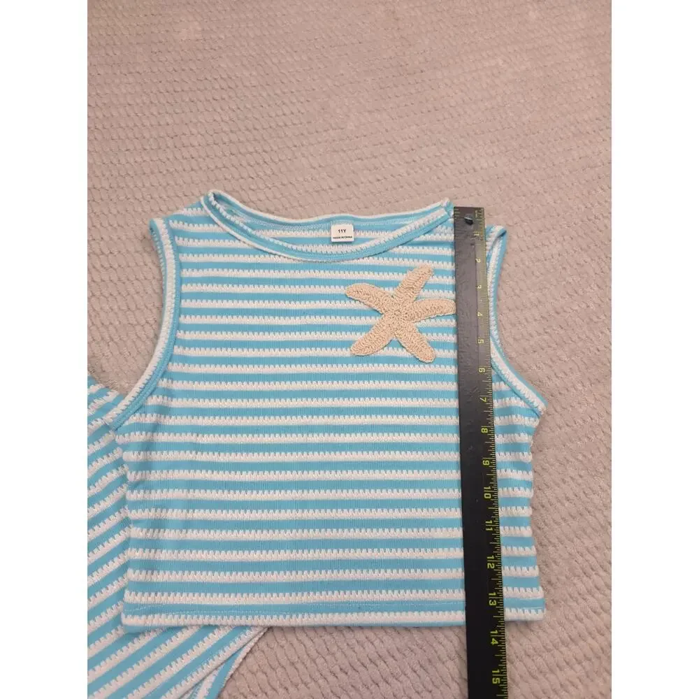 Girls 2 Piece Set Size 11 Starfish Patterned Shorts & Tank Set